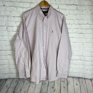 Ralph Lauren Color Pony Custom Fit Red Striped Cotton Shirt Size XL Long Sleeve